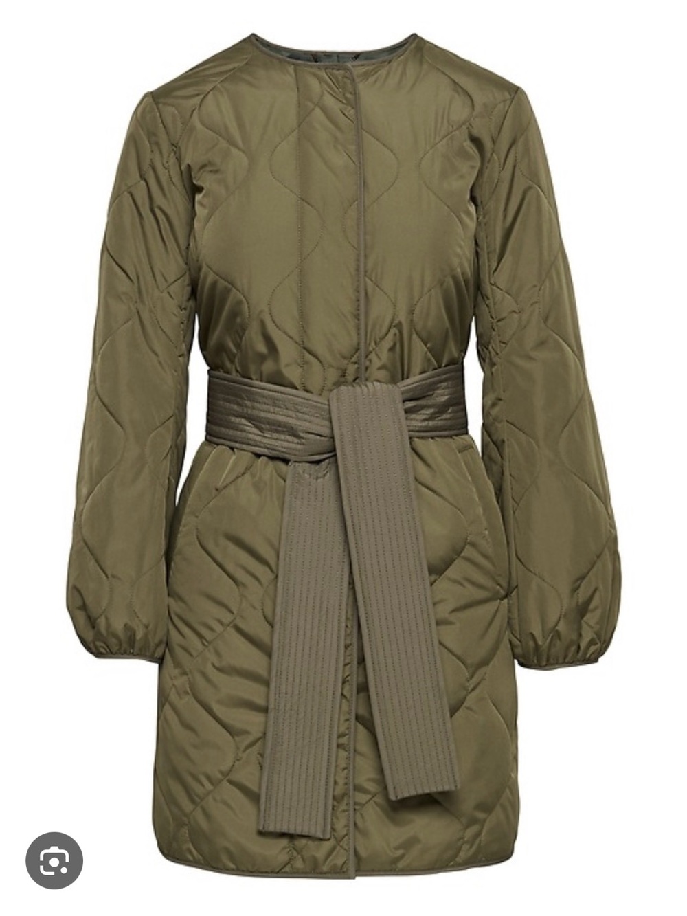 Banana Republic Olive Water-Resistant Quilted Belted Coat